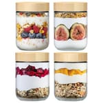 Bamboo-Lid Oats Jars — 4 pack, 16 oz