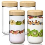 Bamboo-Lid Oats Jars — 4 pack, 24 oz