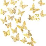 Butterfly Wall Stickers — 72 pack, Gold