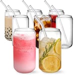 Highball Glasses with Glass Straws — Set of 8