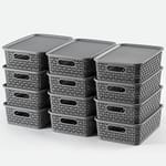 Lidded Storage Bins — Set of 12
