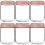 Overnight Oats Jars — 6 pack, 16 oz, Pink