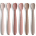 Silicone Baby Feeding Spoons, Six Piece — Pink