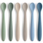 Silicone Baby Feeding Spoons, Six Piece — Blue & Green