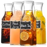 Square Glass Carafes — Set of 4