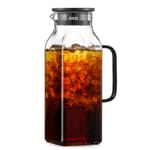 Square Glass Pitcher with Lid — 68 oz, Black
