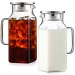 Square Glass Pitchers, Multi-Pack — 2 pack, 40 oz, Clear