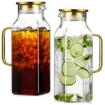 Square Glass Pitchers, Multi-Pack — 2 pack, 68 oz, Gold