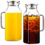 Square Glass Pitchers, Multi-Pack — 2 pack, 75 oz, Clear