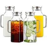 Square Glass Pitchers, Multi-Pack — 4 pack, 68 oz, Clear
